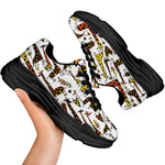 Cartoon Giraffe Pattern Print Black Chunky Shoes