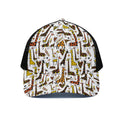 Cartoon Giraffe Pattern Print Black Mesh Trucker Hat