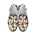 Cartoon Giraffe Pattern Print Black Slip On Sneakers