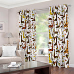 Cartoon Giraffe Pattern Print Blackout Grommet Curtains