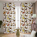 Cartoon Giraffe Pattern Print Dimout Pencil Pleat Curtains