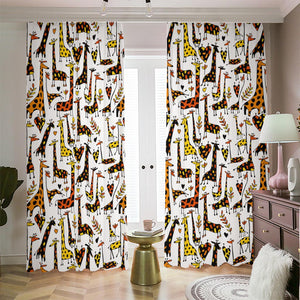 Cartoon Giraffe Pattern Print Blackout Pencil Pleat Curtains