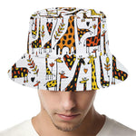 Cartoon Giraffe Pattern Print Bucket Hat