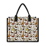 Cartoon Giraffe Pattern Print Canvas Tote Bag
