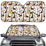 Cartoon Giraffe Pattern Print Car Windshield Sun Shade