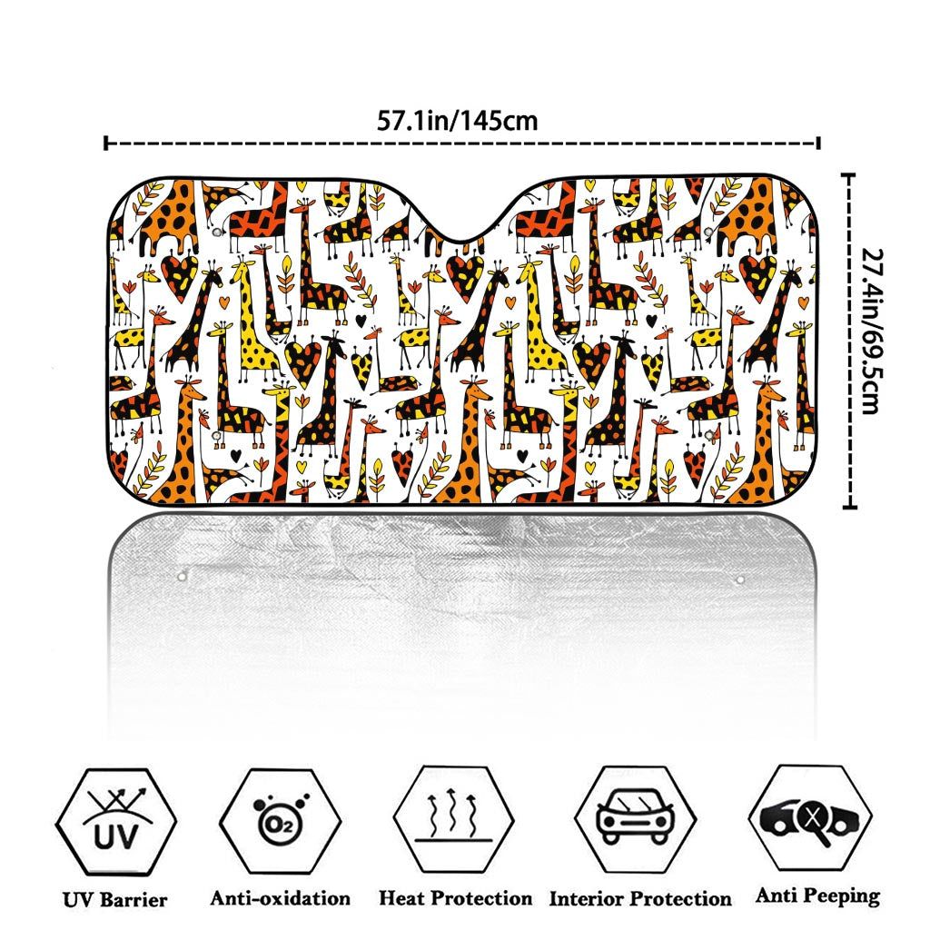 Cartoon Giraffe Pattern Print Car Windshield Sun Shade