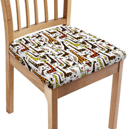 Cartoon Giraffe Pattern Print Chair Cushion Cover