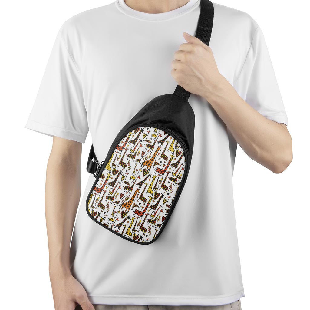 Cartoon Giraffe Pattern Print Chest Bag