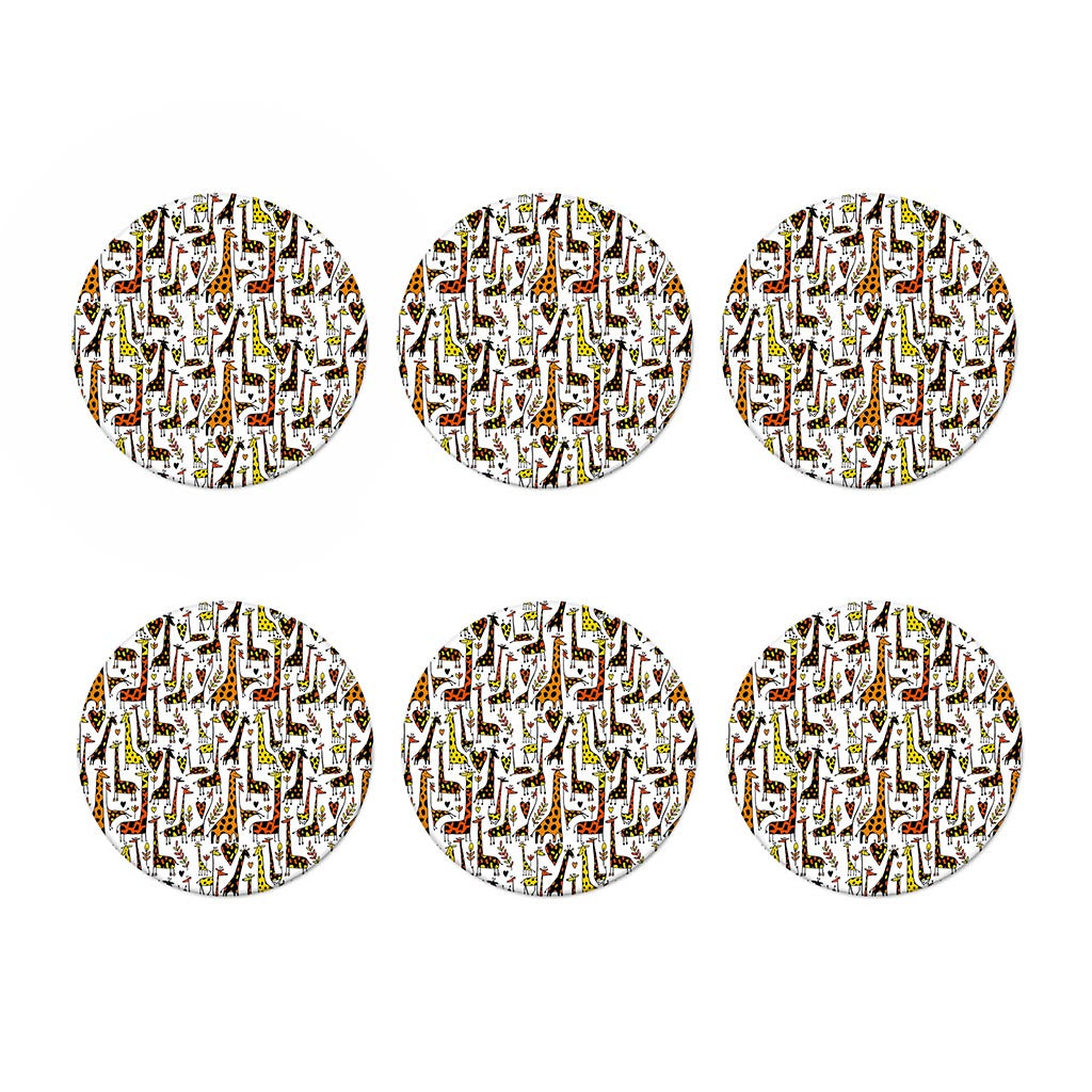 Cartoon Giraffe Pattern Print Coaster Set