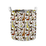 Cartoon Giraffe Pattern Print Collapsible Laundry Basket