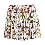 Cartoon Giraffe Pattern Print Cotton Shorts