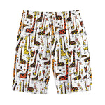 Cartoon Giraffe Pattern Print Cotton Shorts