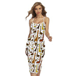Cartoon Giraffe Pattern Print Cross Back Cami Dress