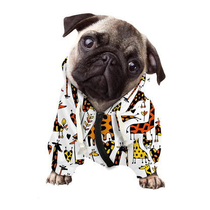 Cartoon Giraffe Pattern Print Dog Zip Up Hoodie