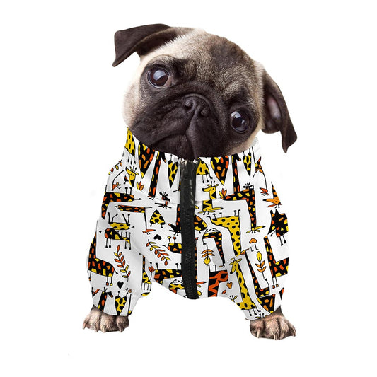 Cartoon Giraffe Pattern Print Dog Zip Up Jacket