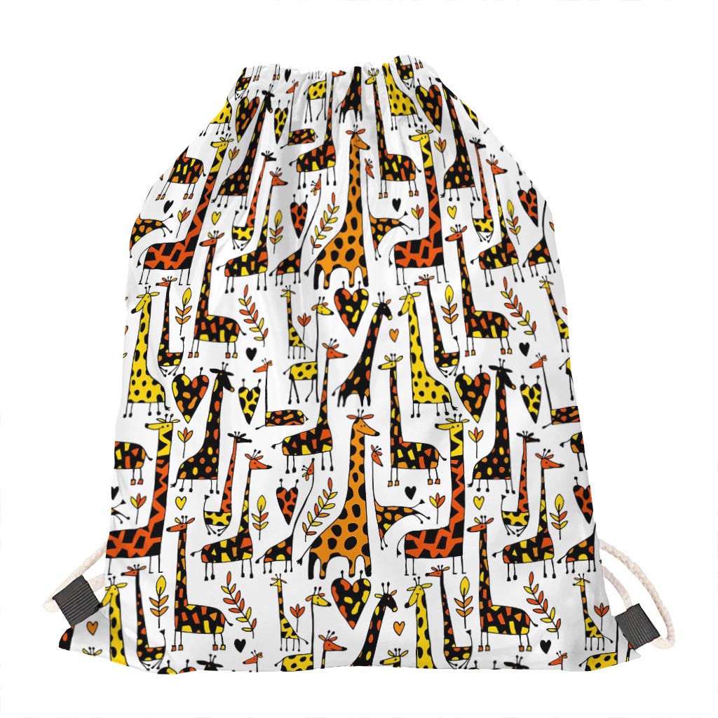 Cartoon Giraffe Pattern Print Drawstring Bag