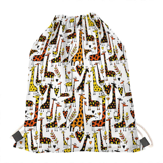Cartoon Giraffe Pattern Print Drawstring Bag