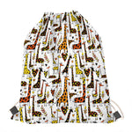 Cartoon Giraffe Pattern Print Drawstring Bag