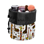 Cartoon Giraffe Pattern Print Drawstring Makeup Bag