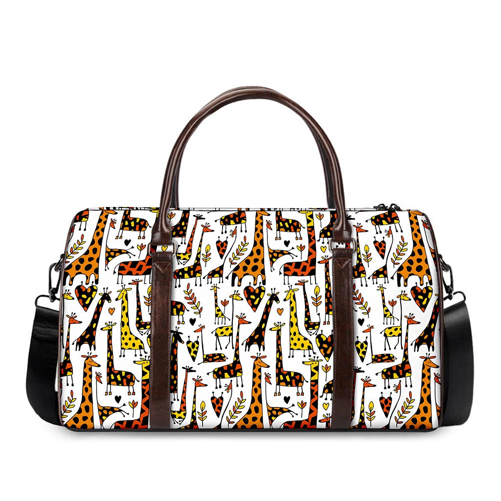 Cartoon Giraffe Pattern Print Duffle Bag