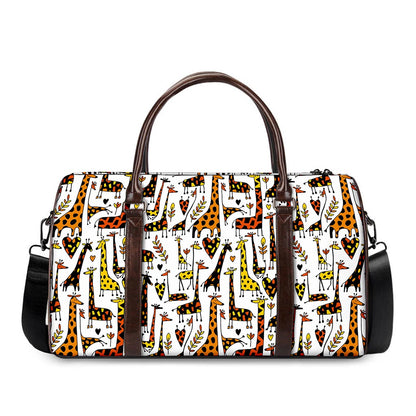 Cartoon Giraffe Pattern Print Duffle Bag