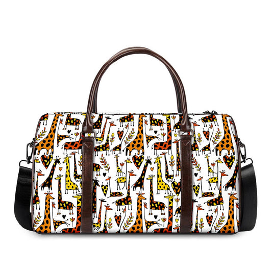Cartoon Giraffe Pattern Print Duffle Bag