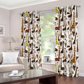Cartoon Giraffe Pattern Print Extra Wide Grommet Curtains