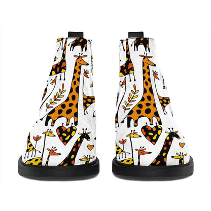 Cartoon Giraffe Pattern Print Flat Ankle Boots