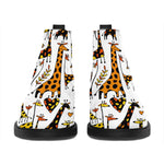 Cartoon Giraffe Pattern Print Flat Ankle Boots