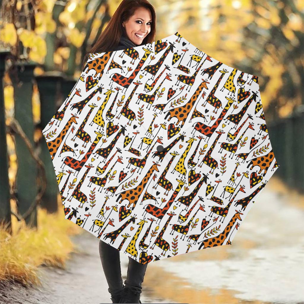 Cartoon Giraffe Pattern Print Foldable Umbrella