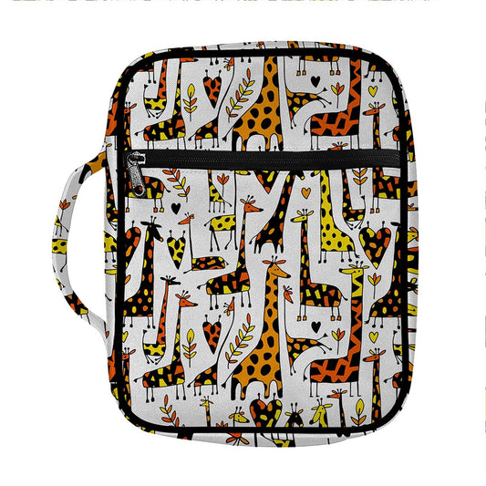 Cartoon Giraffe Pattern Print Front Pocket Bible Bag