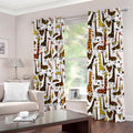 Cartoon Giraffe Pattern Print Grommet Curtains