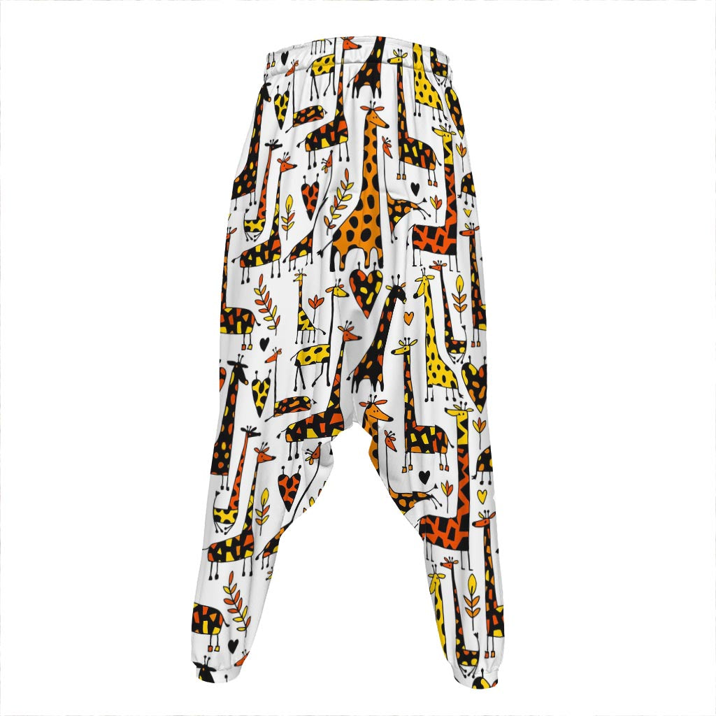 Cartoon Giraffe Pattern Print Hammer Pants