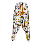 Cartoon Giraffe Pattern Print Hammer Pants