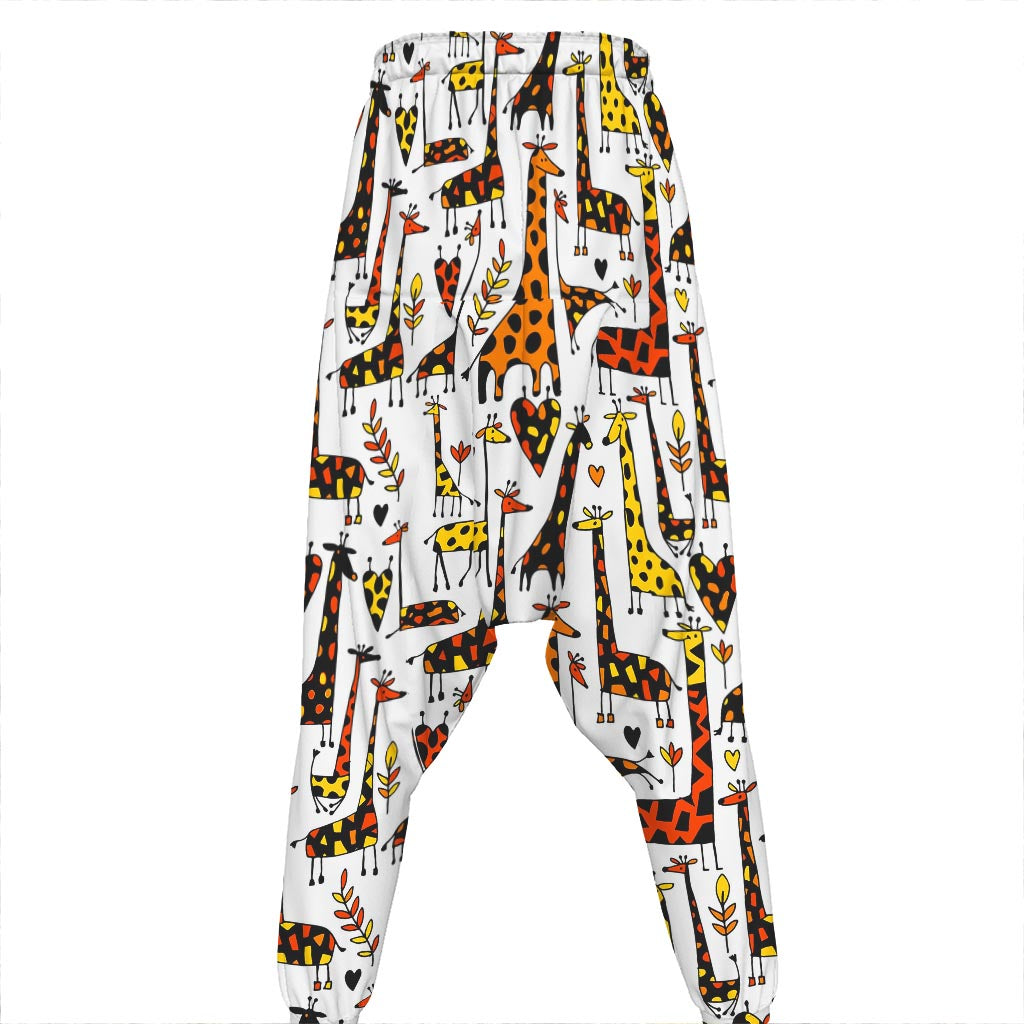 Cartoon Giraffe Pattern Print Hammer Pants