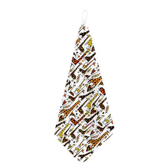 Cartoon Giraffe Pattern Print Hand Towel
