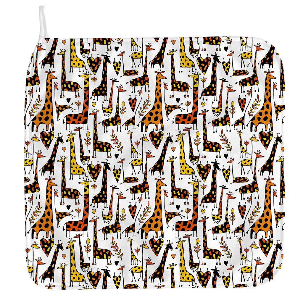 Cartoon Giraffe Pattern Print Hand Towel