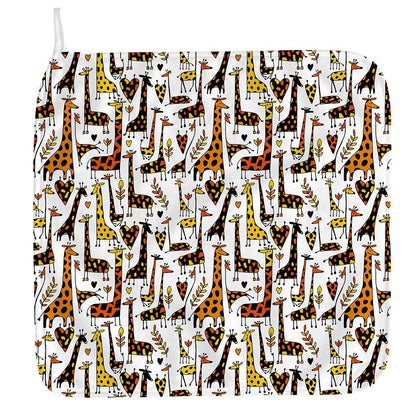 Cartoon Giraffe Pattern Print Hand Towel