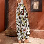 Cartoon Giraffe Pattern Print Harem Pants