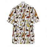 Cartoon Giraffe Pattern Print Hawaiian Shirt
