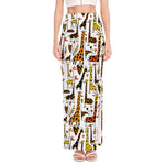 Cartoon Giraffe Pattern Print High Slit Maxi Skirt