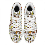 Cartoon Giraffe Pattern Print High Top Leather Sneakers