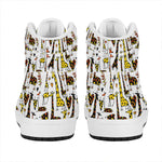 Cartoon Giraffe Pattern Print High Top Leather Sneakers