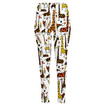 Cartoon Giraffe Pattern Print High-Waisted Pocket Leggings