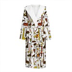 Cartoon Giraffe Pattern Print Hooded Bathrobe