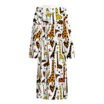 Cartoon Giraffe Pattern Print Hooded Bathrobe