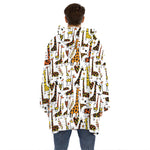 Cartoon Giraffe Pattern Print Hoodie Blanket