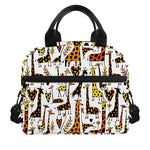 Cartoon Giraffe Pattern Print Insulated Lunch Bag