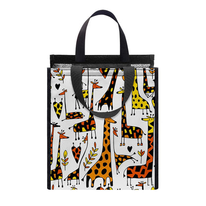 Cartoon Giraffe Pattern Print Insulated Lunch Tote
