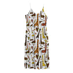 Cartoon Giraffe Pattern Print Jersey Midi Cami Dress